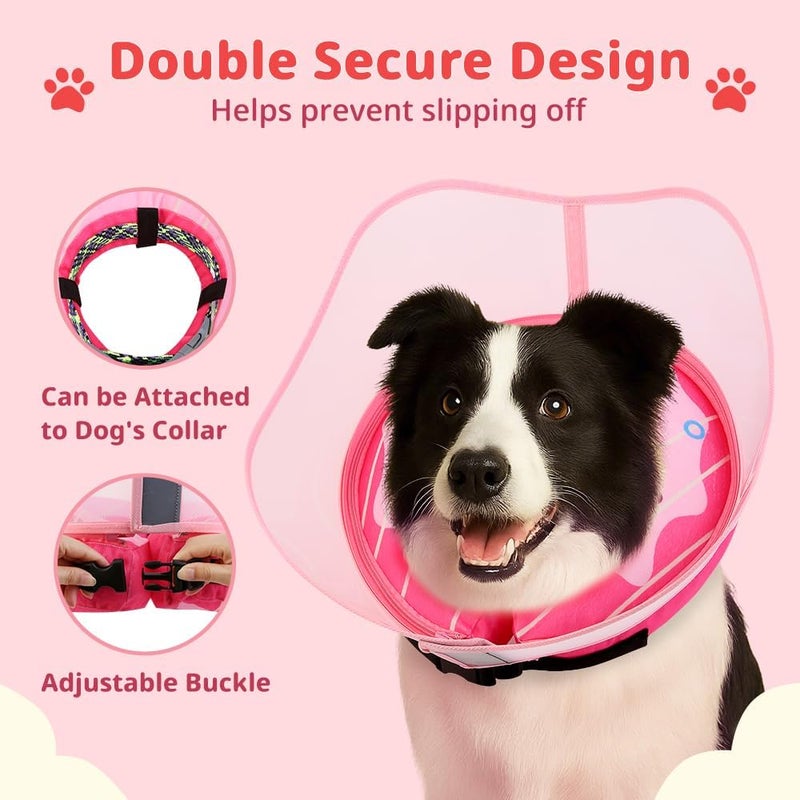 Inspack Soft Dog Cone Collar, Inflatable Cones Alternative After Surgery with Anti-Lick Shield, for Large/Medium/Small Dogs to Stop Licking, Elizabethan Neck Ecollars of Shame, Comfy Pillow Recovery, S - Image 5